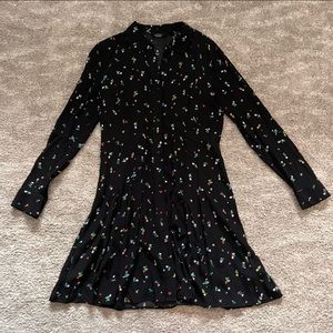 Black long sleeve button up dress